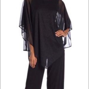 Sheer overlay cape jumpsuit